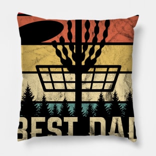 Retro Best Dad By Par Disc Golf Player Pillow