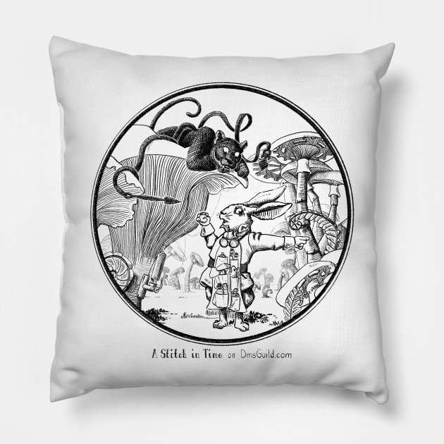 White Rabbit Guide Pillow by MaatCrook