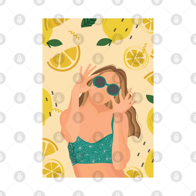 Tropical Summer Lemons Illustration by Dorothy Designs