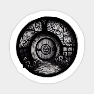 Round Door II - Black and White - Fantasy Magnet