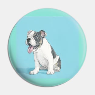 French Bull Dog Illustration Pin