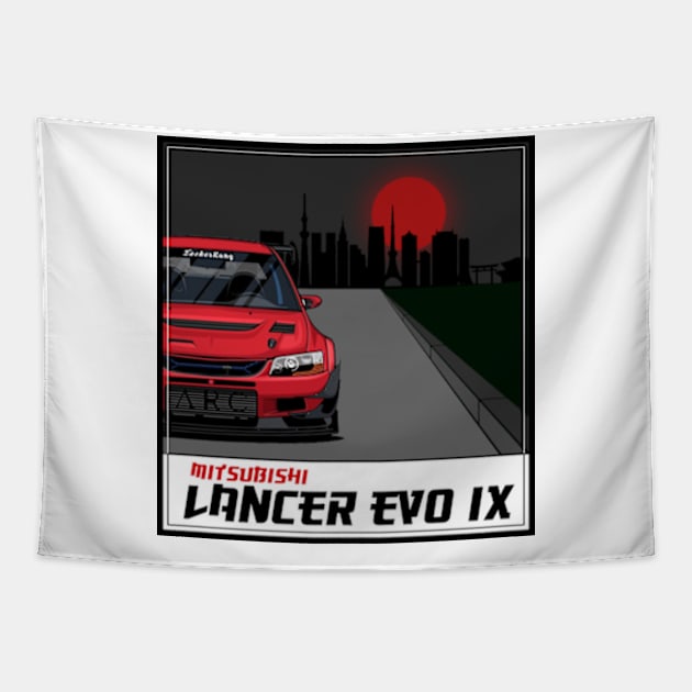 Mitsubishi Lancer Evolution evo 9, IX, JDM Car Tapestry by T-JD