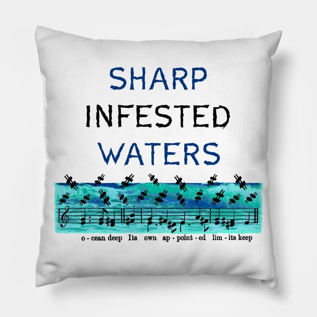 Sharp Infested Waters Pillow by TimespunThreads