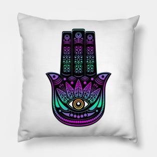 Hamsa Protective Hand with Eye Yoga Symbol Pillow