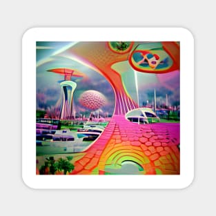 Psychedelic Futuristic Landscape Magnet