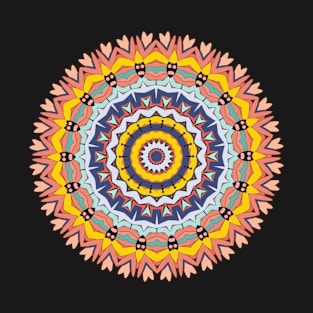 modern multicolor Mandala art Sunflower indian repeated pattern T-Shirt