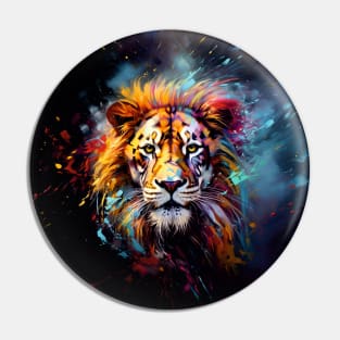 Lion with Colourful Paint Splatters Pin