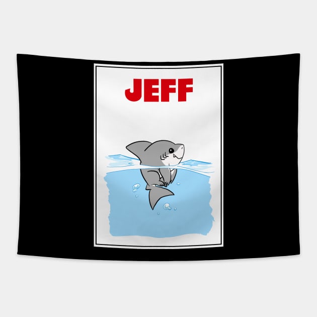 Jeff The Landshark (Jaws Parody) Tapestry by dumb stuff, fun stuff