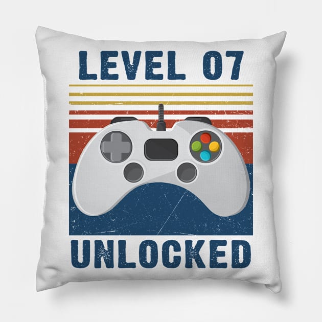 Level 07 unlocked funny gamer 7th birthday Pillow by Sauconmua Conlaigi99