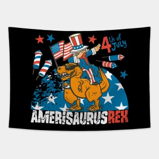 Dinosaur 4th of July Kids Boys Men Amerisaurus T Rex Funny Tapestry