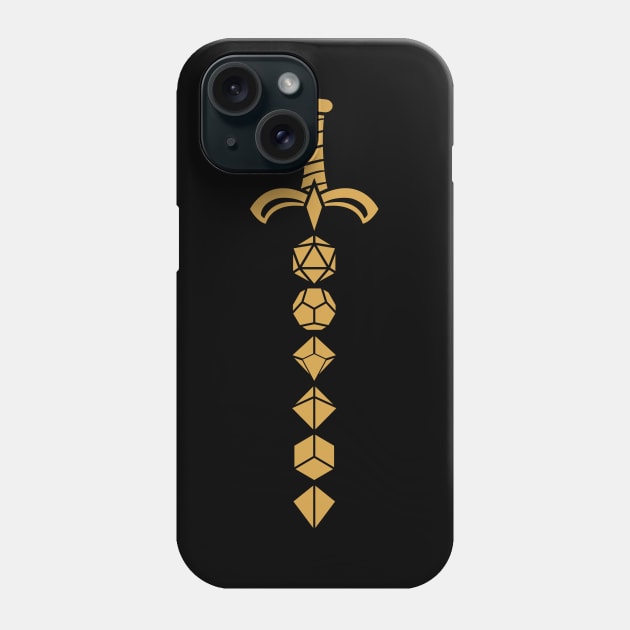 Bronze Polyhedral Dice Set Sword Tabletop RPG Phone Case by pixeptional