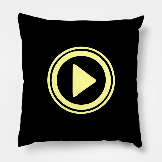 Yellow Play button. Just click me, please! Pillow by Rabarbar