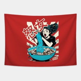 Angry noodle girl Tapestry