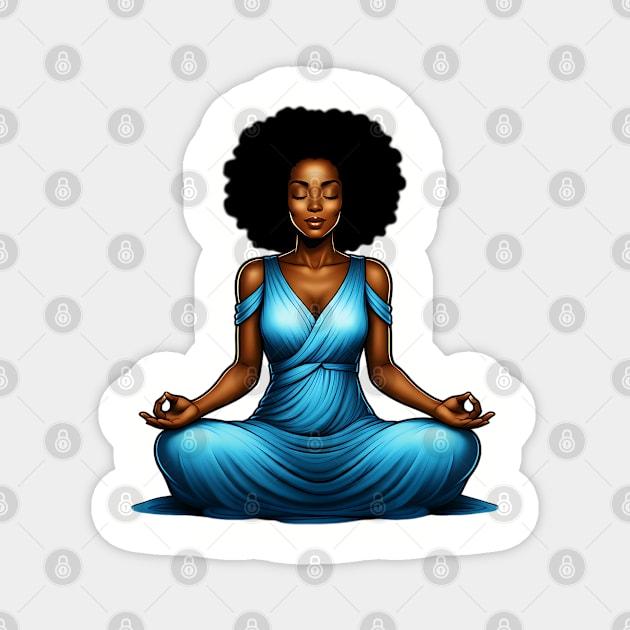 Black Woman Meditating Magnet by UrbanLifeApparel
