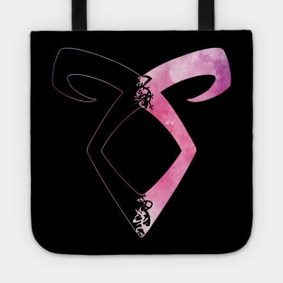 Shadowhunters rune / The Mortal Instruments - Angelic power rune half solid half silhouette (pink watercolors) - Clary, Alec, Izzy, Jace, Magnus - Malec - Parabatai Tote