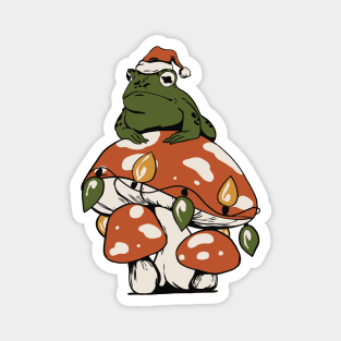 Vintage Retro Cottagecore Frog Mushroom Christmas Magnet