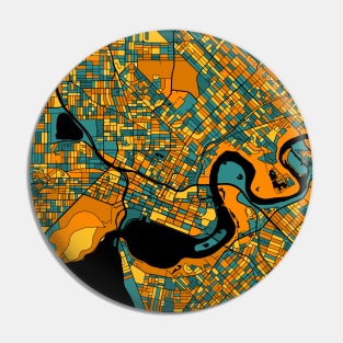 Perth Map Pattern in Orange & Teal Pin