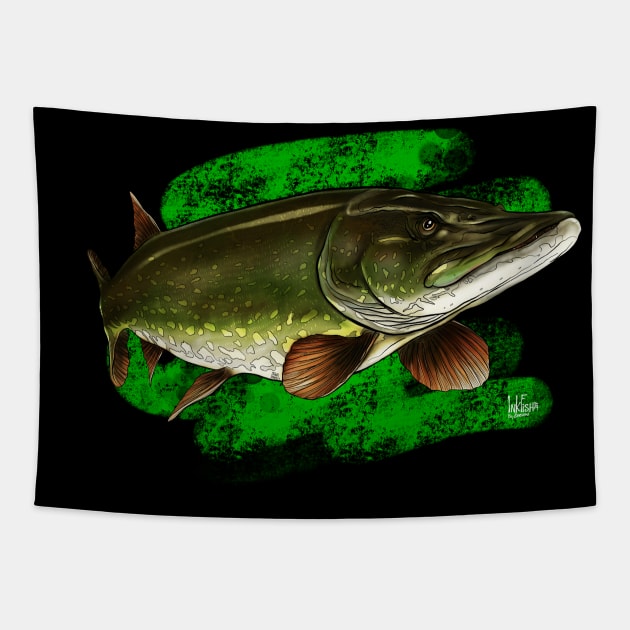 Northern Pike Tapestry by Sandarmi