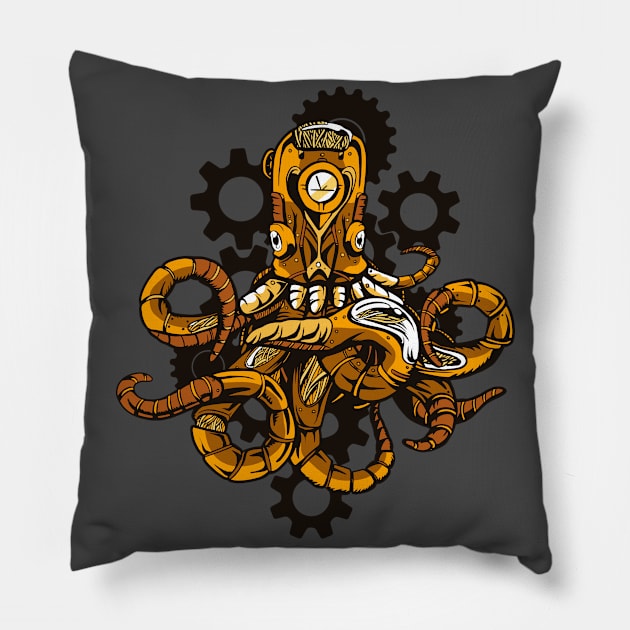 Steampunk Octopus Pillow by Hmus