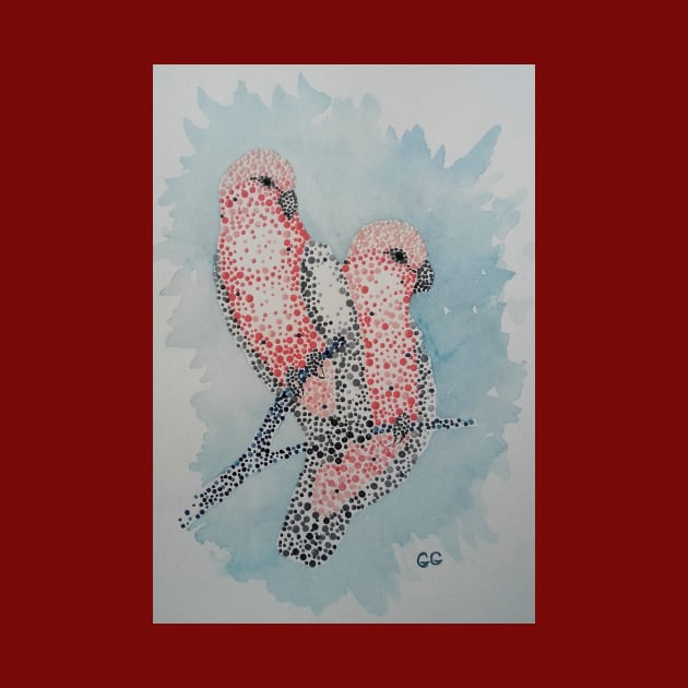 Australian Galahs painted in Pointalism Style - Dots by GarryGreenwood