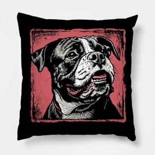 Retro Art American Bully Dog Lover Pillow