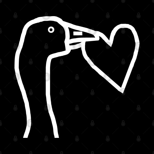 White Line Minimal Goose Stealing a Heart Portrait by ellenhenryart