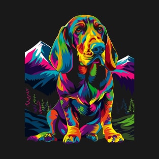 Coonhound Dog Mountain Forest Pop Art T-Shirt