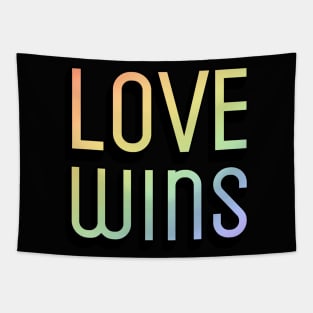 Love Wins Rainbow LGBTQ Quote for Pride Tapestry