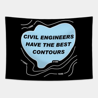 Civil Engineer Blue Contours White Lines Tapestry