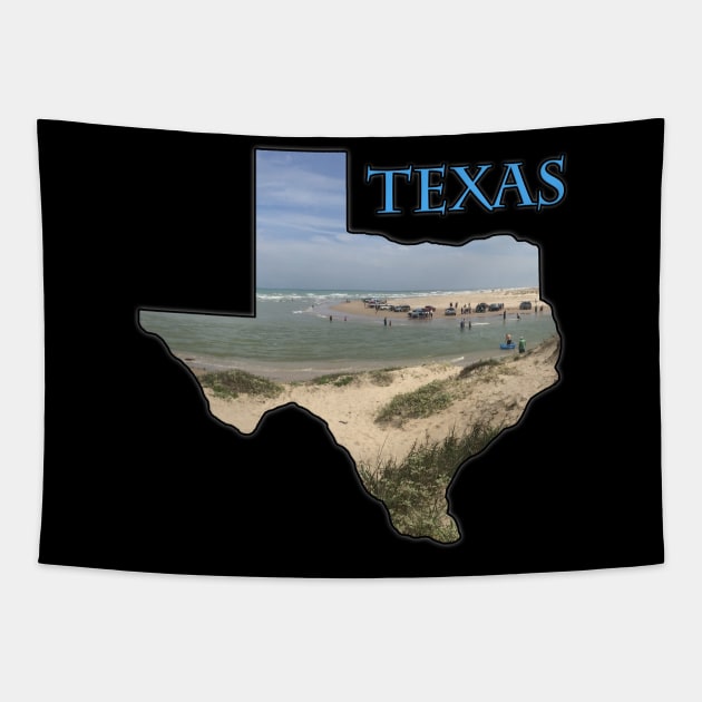 Texas State Outline (Boca Chica Park & Beach) Tapestry by gorff