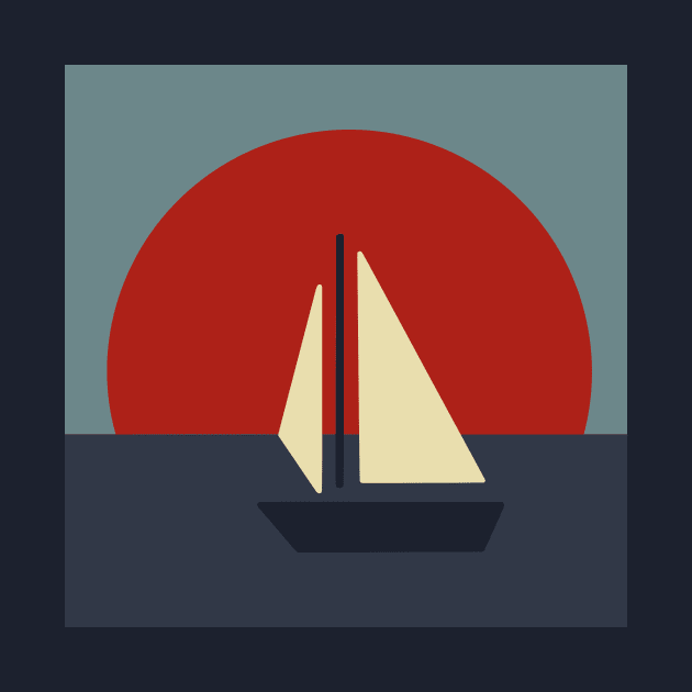 Retro Sailboat Red by Sara