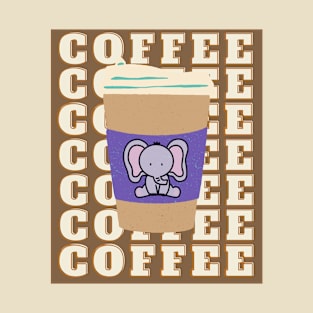 Elephant coffee and coffee text on brown background T-Shirt