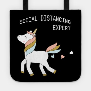 Unicorn - social distancing, white text Tote