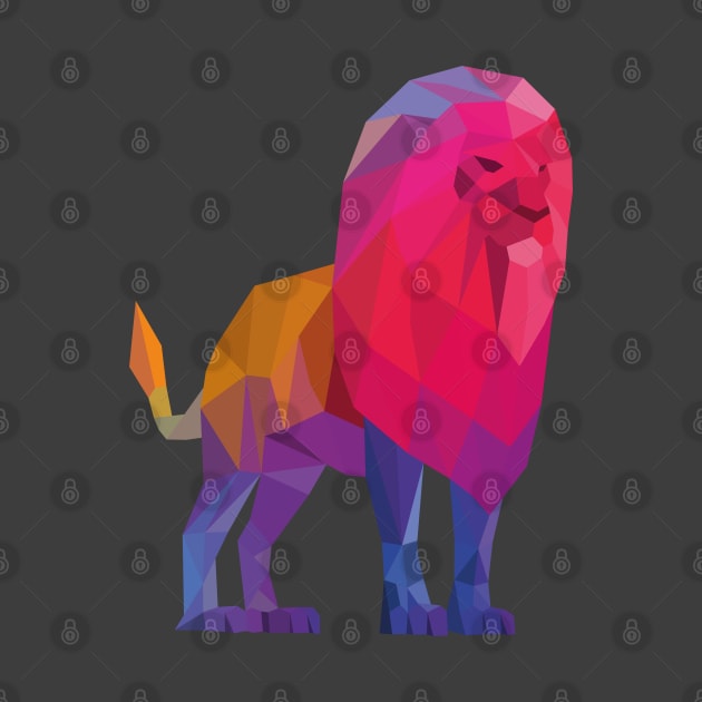 Rainbow Low Poly Lion by shaldesign