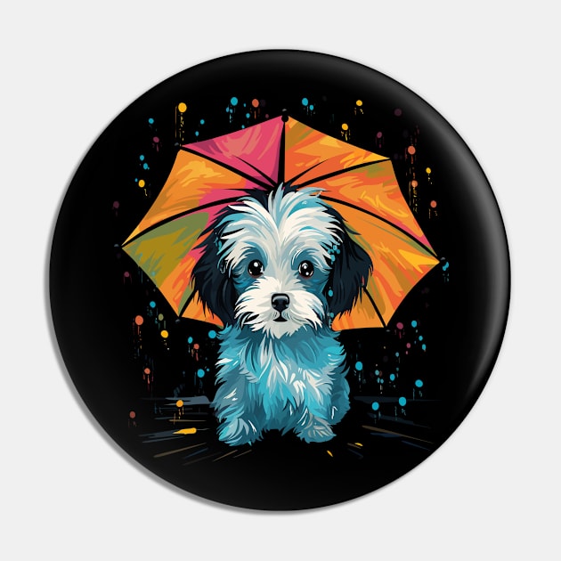 Maltese Rainy Day With Umbrella Pin by JH Mart