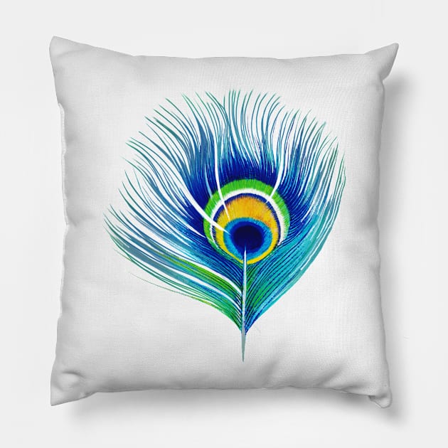 Peacock Feather Pillow by greenoriginals