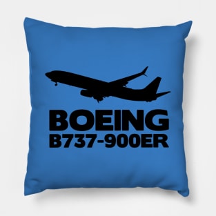 Boeing B737-900ER Silhouette Print (Black) Pillow