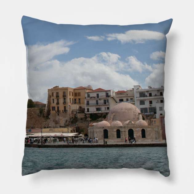 Crete Harbour Pillow by Memories4you