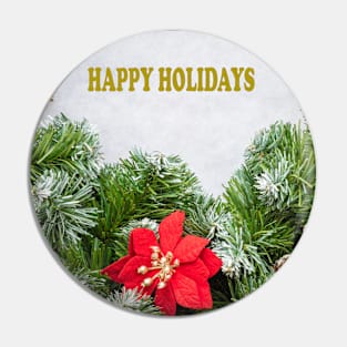 Christmas Wreath with Happy Holidays Pin