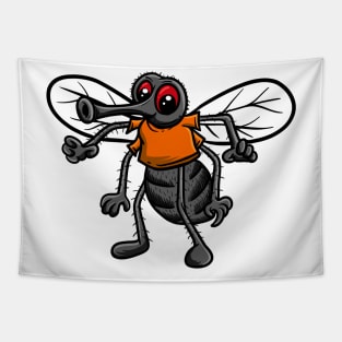 Cute Anthropomorphic Human-like Cartoon Character Housefly in Clothes Tapestry