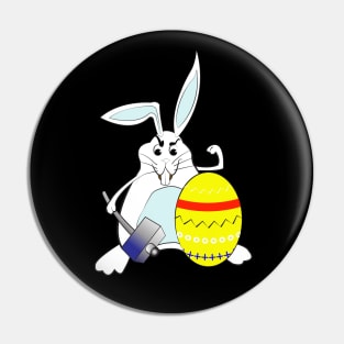 Easter Bunny Rabbit and Easter Eggs hunting Pin