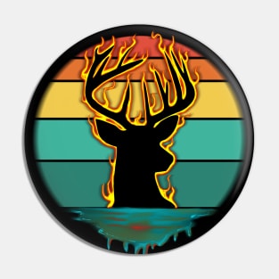 Flaming Retro Buck Pin