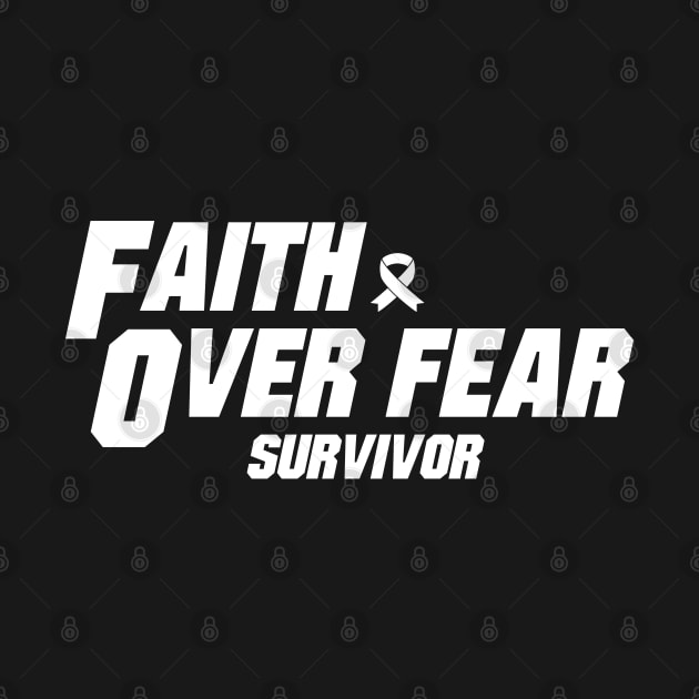 lung cancer Awareness white ribbon faith over fear survivor by Shaderepublic