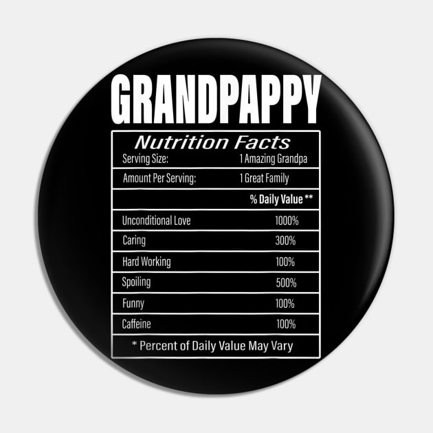 Grandpappy Nutrition Facts Funny Fathers Day Grandpa Men Pin by Jennifer Wirth