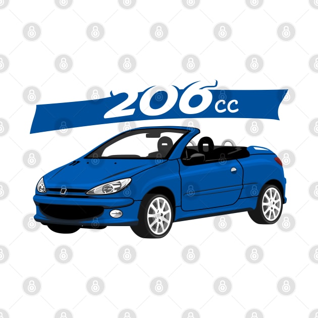 City car 206 cc Coupe Cabriolet france blue by creative.z