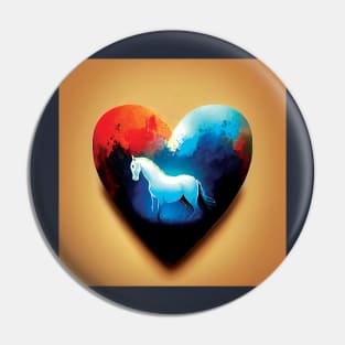 White Horse In a Heart Shape in a colourful abstract style Pin