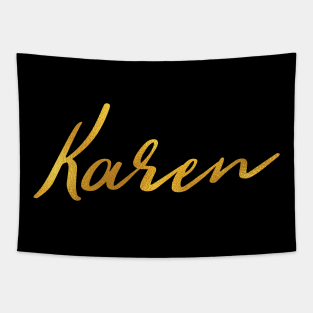 Karen Name Hand Lettering in Faux Gold Letters Tapestry