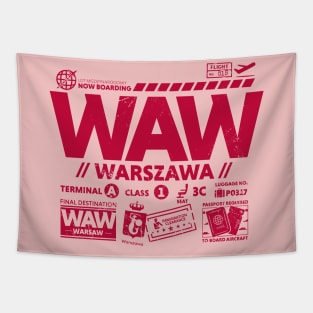 Vintage Warsaw WAW Airport Code Travel Day Retro Travel Tag Poland Tapestry