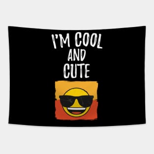 I'm Cool and Cute funny emoji design with retro theme sunglasses Tapestry