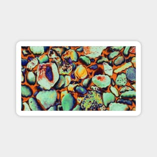 Magic pebbles on a cold beach: psychedelic edit of abstract nature photography Magnet